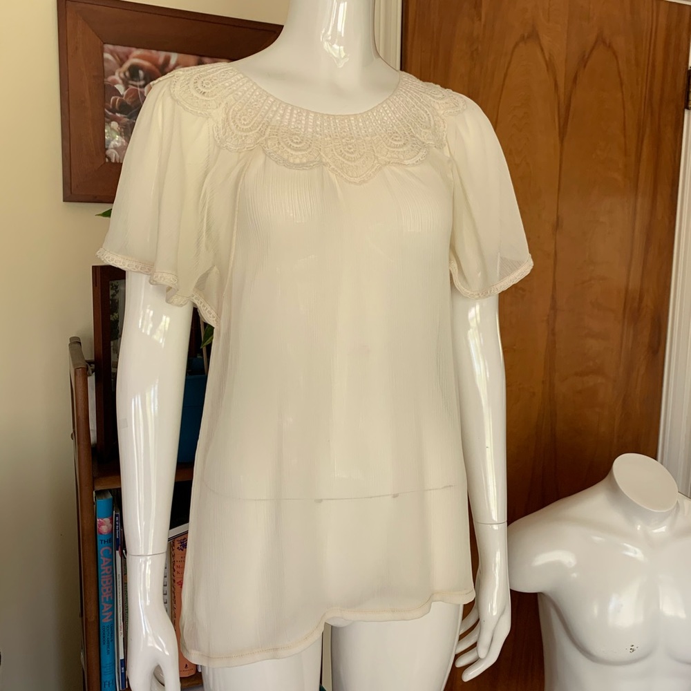 EUC sheer cream blouse by Atmosphere